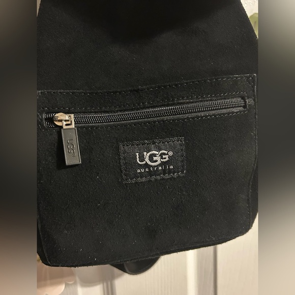 UGG Australia Black Suede Shearling Mini Drawstring Backpack - Picture 4 of 13